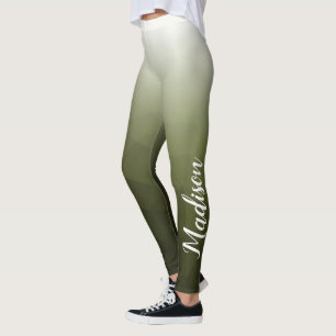 Legging Gradiente Verde Exército Padrão de Malha de Geomet