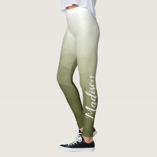 Legging Gradiente Verde Exército Padrão de Malha Geométric