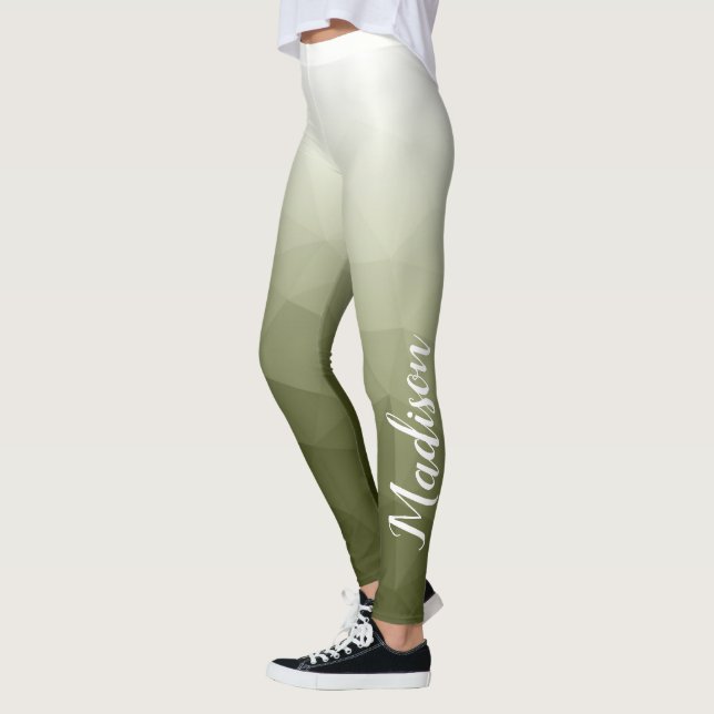 Legging Gradiente Verde Exército Padrão de Malha Geométric (Esquerda)