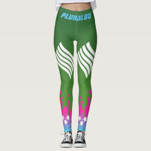 Legging Gradiente verde-rosa azul na moda monograma