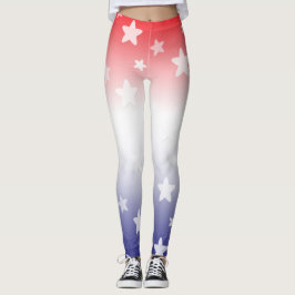 Legging Gradiente vermelho, branco e azul com estrelas