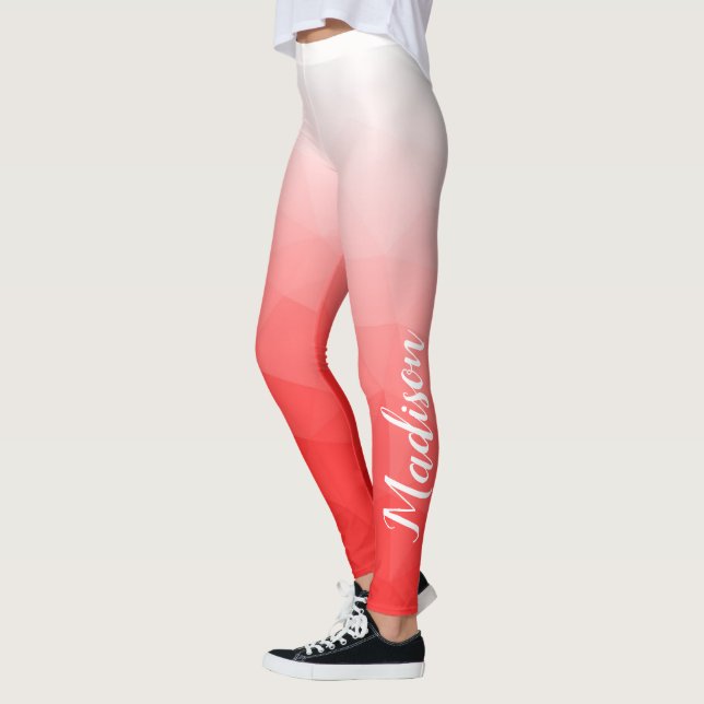 Legging Gradiente Vermelho Malha Geométrica Seu nome perso (Esquerda)