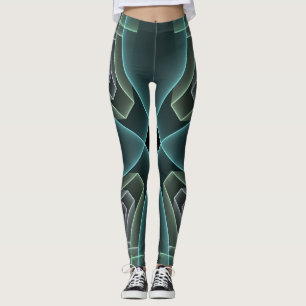 Legging Gráfico de Arte Geométrica Teal Moderna