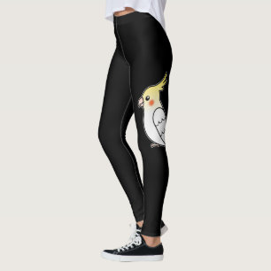Legging Gráfico de Pássaros de Cartoon de Cockatiel Lutino