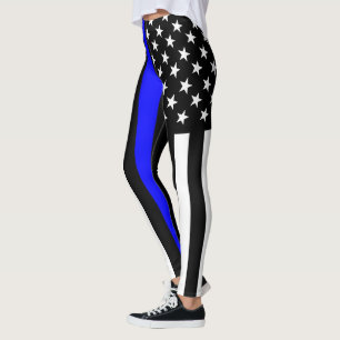 Legging Gráfico de Sinalizador Americano de Linha Azul Fin