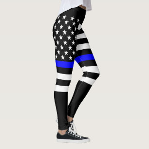 Legging Gráfico de Sinalizador Americano de Linha Azul Fin