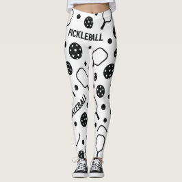 Legging Gráfico de Tribunal de Pickleball em Preto e Branc
