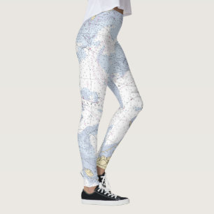 Legging Gráfico náutico Autêntico de Tom Branco Azul