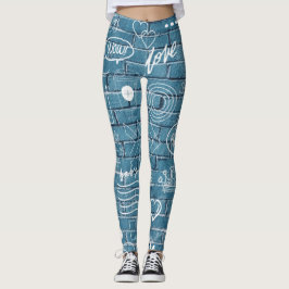Legging Grafite branco sobre arte de texto moderno na pare