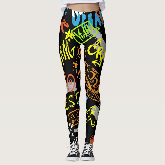 Legging Grafite para rapazes: Resfriamento desenhado à mão (Frente)