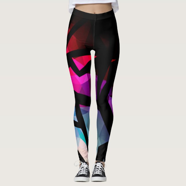 Legging grafite poligonal moderno abstrato (Frente)