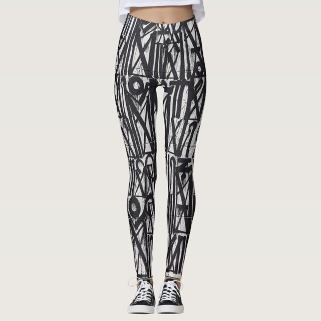 Legging Grafite Tribal Por Todas As Pernas De Impressão (Frente)