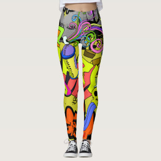 Legging Grafite Urbano: Muro de Arte Vintage