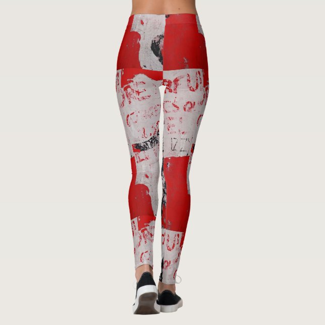 Legging Grafite vermelho e branco desbotado com lápis afri (Verso)