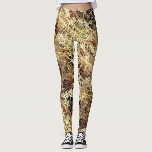 Legging grama selvagem abstrata (Frente)