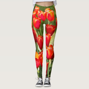 Legging Grande campo de tulipas vermelhas