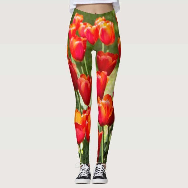 Legging Grande campo de tulipas vermelhas (Frente)