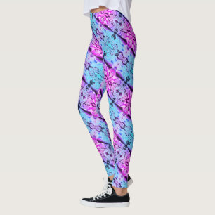 Legging Grande espelhamento do tom azul-céu e rosa a roxo