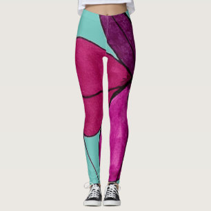 Legging Grande flor floral do design abstrato na pétala