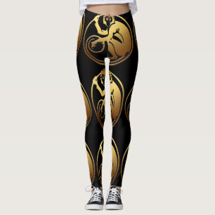 Legging Grande fundo dourado do costume do design do