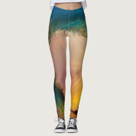 Legging Grande onda com raios solares e abstrato