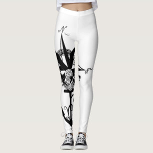 Legging Grande rosa de compasso com âncora