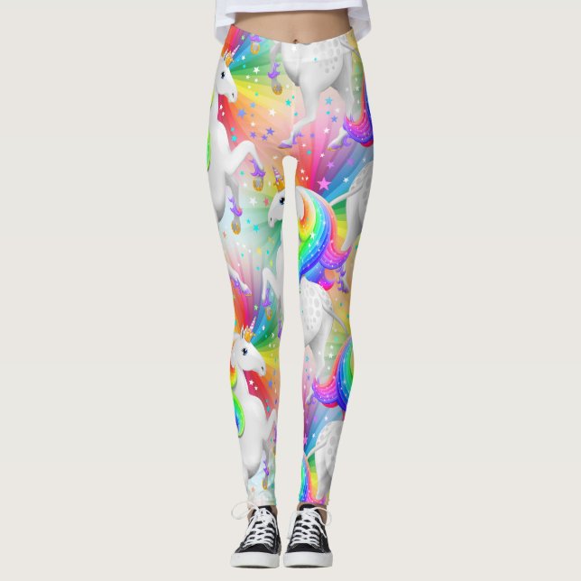 Legging Grande Starburst Princesa Unicorn com Estrelas (Frente)
