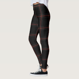 Legging Grande xadrez de Tartan branca vermelha preta