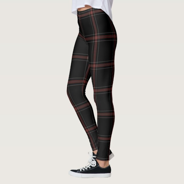 Legging Grande xadrez de Tartan branca vermelha preta (Esquerda)