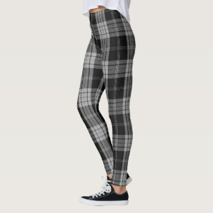 Legging Grande xadrez de Tartan de linho cinzenta preta