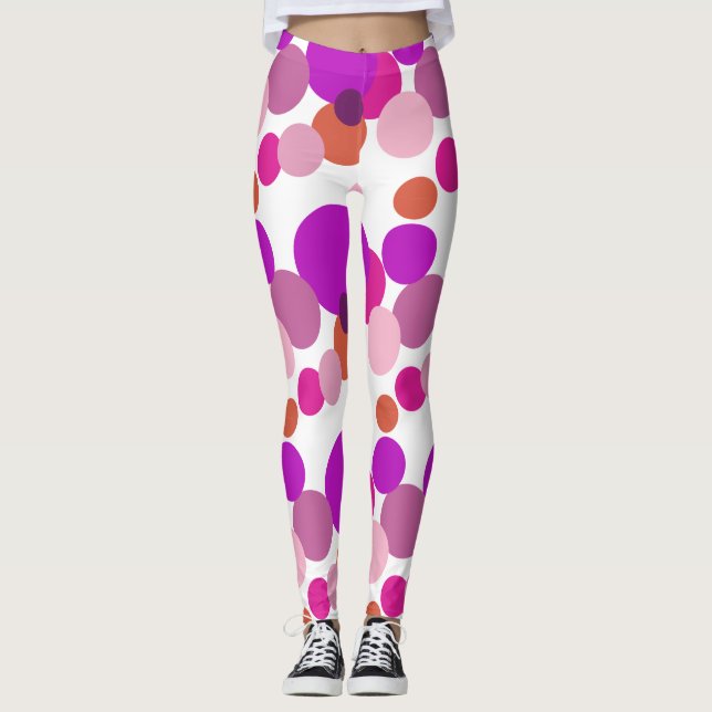 Legging Grandes bolinhas anos 70 em roxo (Frente)
