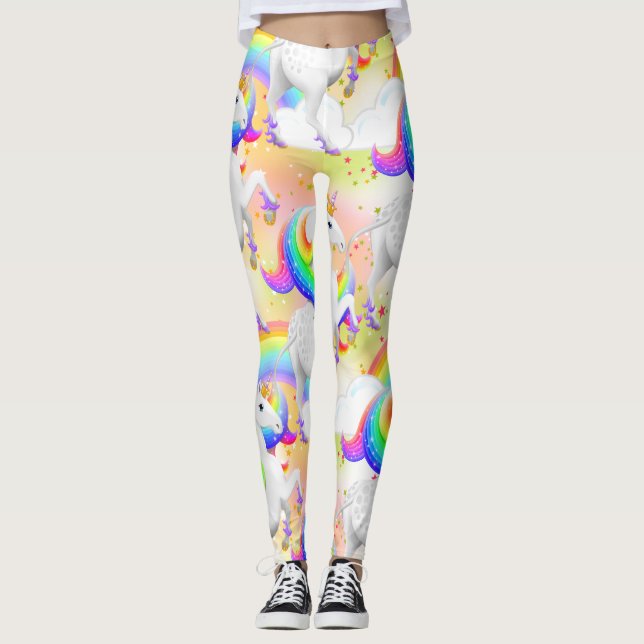 Legging Grandes Estrelas Rainbow Unicorn Princesa da Flore (Frente)