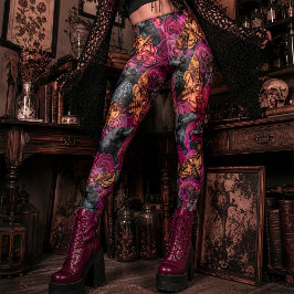 Legging Grandes Mariposas Noturnas Cabeça de Morte Góticas