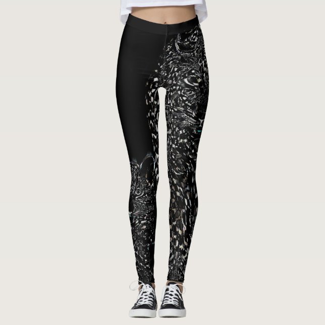 Legging Grandes Modelos de Gatos: Leopardo-da-Neve Magnifi (Frente)