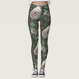 Legging Grandes Rosas na madeira