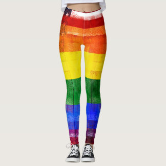 Legging Grão de madeira americana & Paintstrokes da