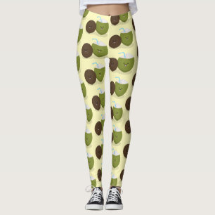 Legging Grátis feliz desenho animado de coconuts kawaii