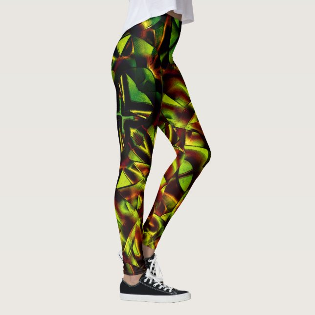 Legging Gravatas torcidas de fitas largas verdes queimadas (Direita)