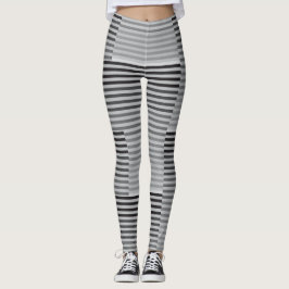 Legging Gray, Black, White Stripes