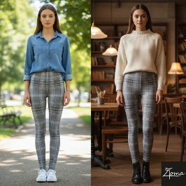 Legging Grayscale Repeating Medium-Scale Plaid Texture