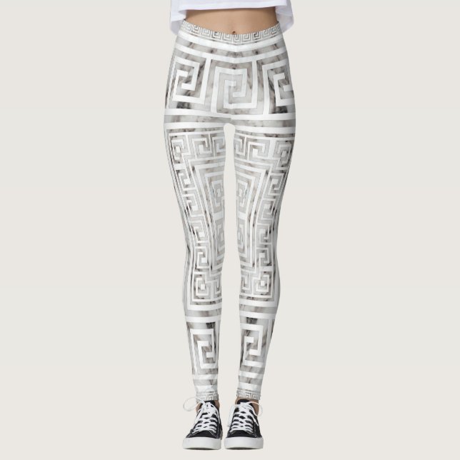 Legging Greek Meander - Greek Key White Marble textures (Frente)