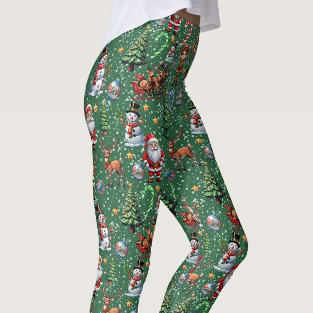 Legging Green Background Christmas Decorative Pattern (Criador carregado)