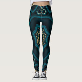 Legging Green Dourado Boho Rosette Mandala