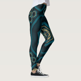 Legging Green Dourado Boho Rosette Mandala