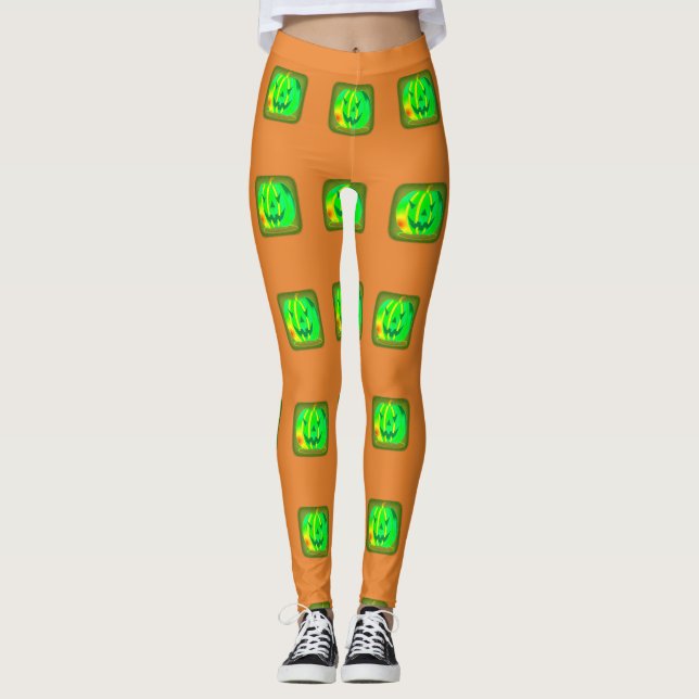 Legging Green Jack o'lantern Halloween Thunder_Cove (Frente)