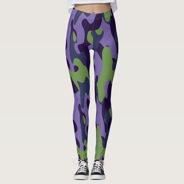 Legging Green Purple and Blue Camo abstract (Frente)