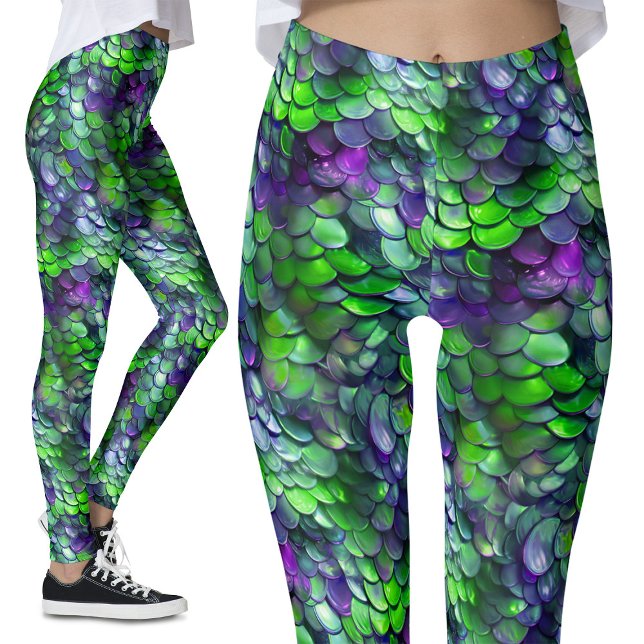Legging Green Purple Scalid Scales Fantasy Festa de Figuri (Criador carregado)