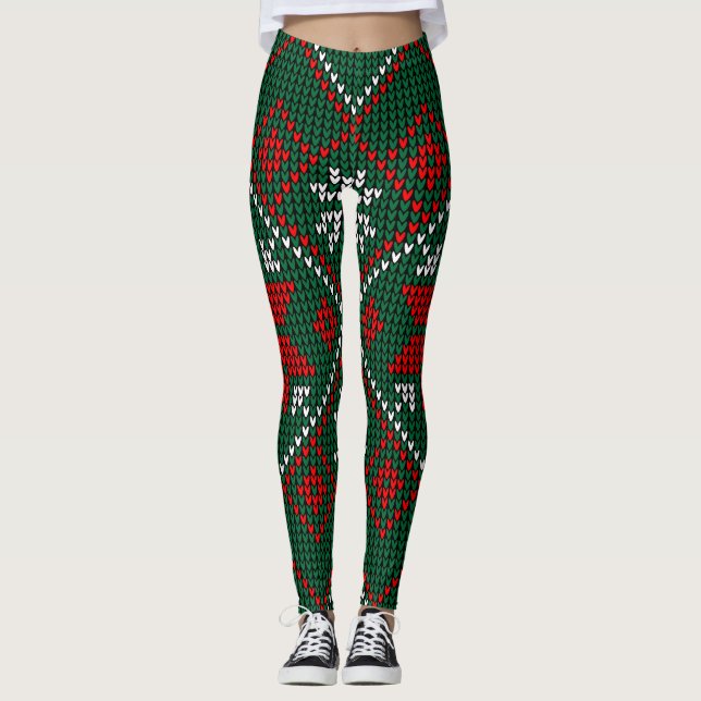 Legging Green Red Pattern Ultra Soft Womens Christmas Gift (Frente)