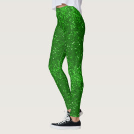 Legging Green sparkling glitter pattern
