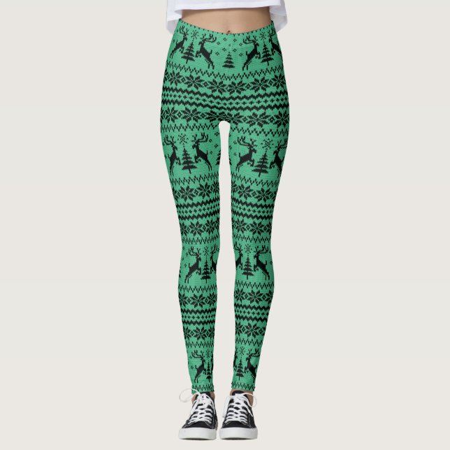 Legging Green Sweater Reindeer Natal (Frente)